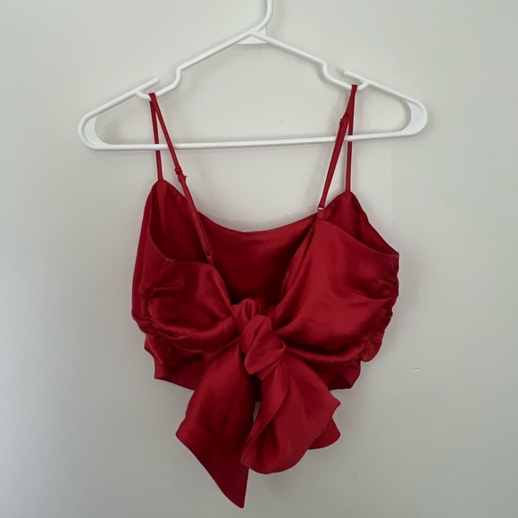 Dynamite Red Satin Bow-Back Top - Picture 1 of 3